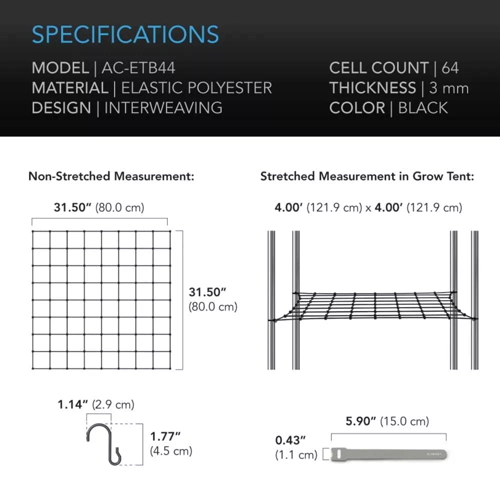 Scrog Frames SCROG Støttenetting 120 x 120 cm – Dyrkeland